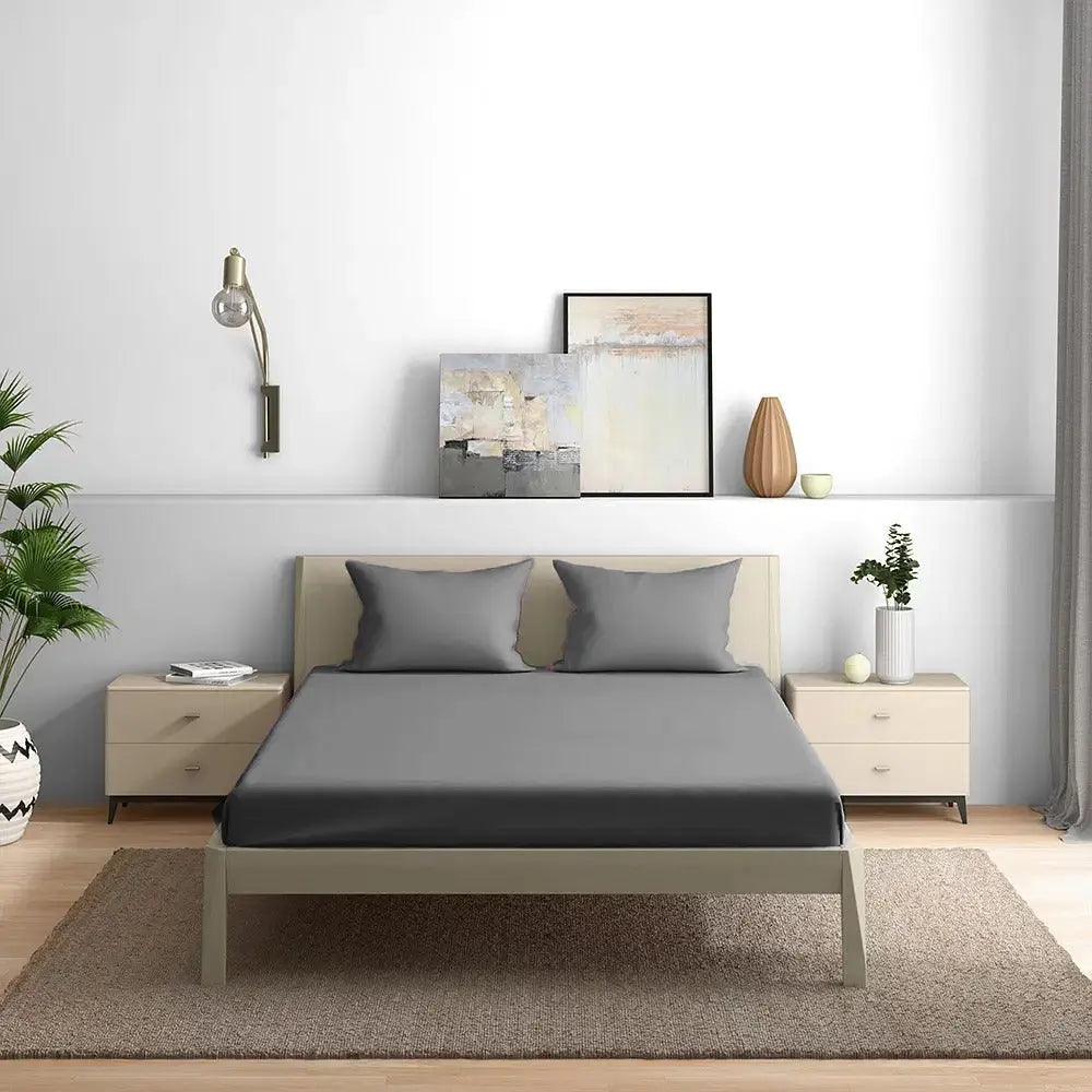 300TC Solid Colour King size Bedsheet with 2pc Pillow Cover - grahsajja
