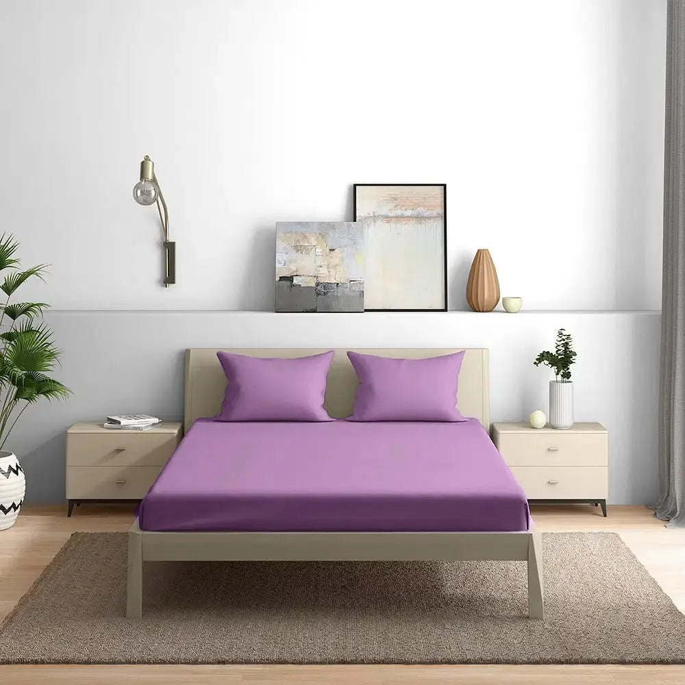 300TC Solid Colour King size Bedsheet with 2pc Pillow Cover - grahsajja