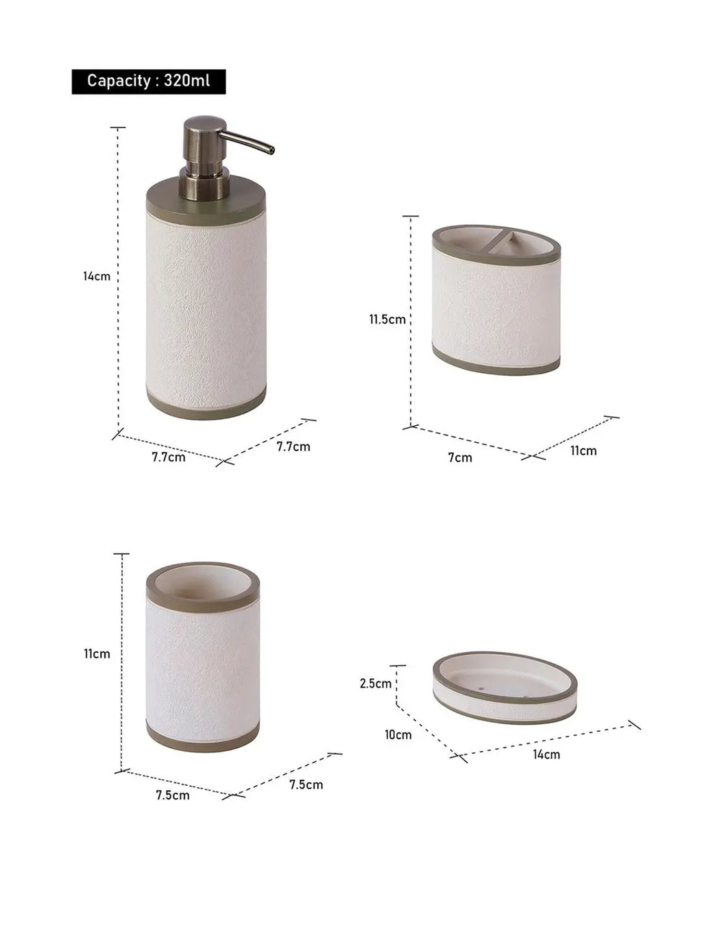 Alvina 4 Pcs Beige & Brown Textured Bathroom Accessories Set - grahsajja