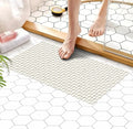 Shower Mat Non Slip for Bathroom, Anti Skid Bathtub Mat (Plastic Stripped- Rubber Base, 39cm x 83cm)- Off white - grahsajja
