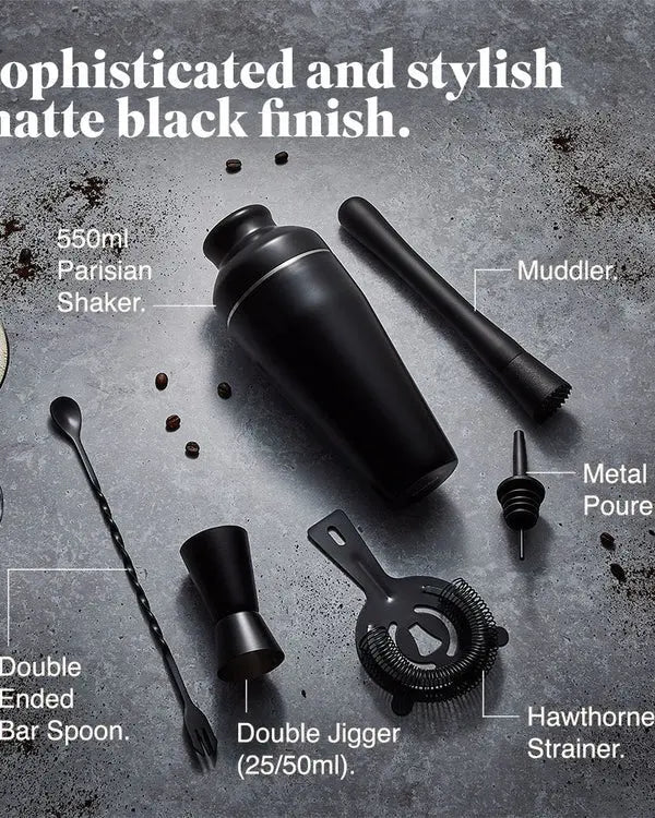 Parisian Matte Black Cocktail Set VonShef