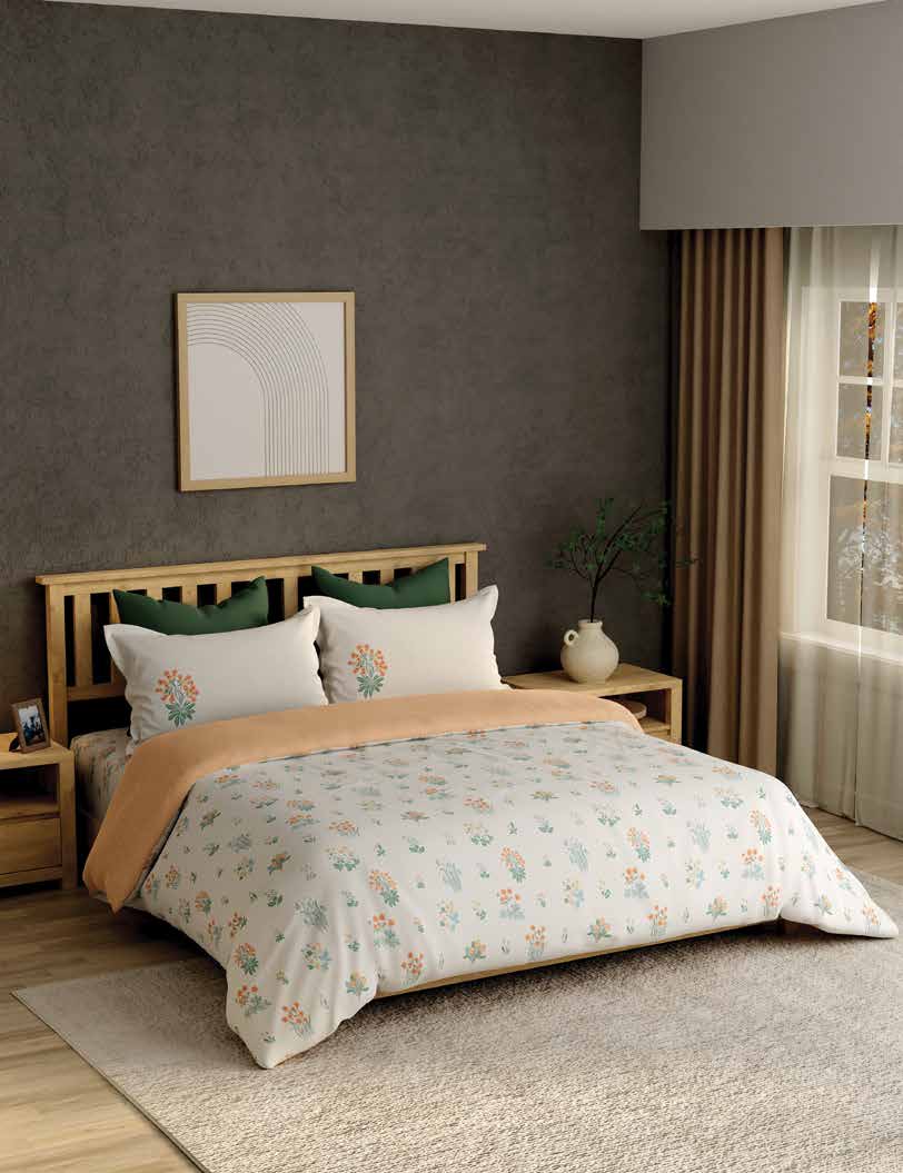Portico New York Cadence 250 TC 100% Cotton Health Pro Printed Super King Bedsheet with 2 Pillow Cover Portico