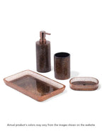 Copper-Toned & Black 4 pieces Textured Polyresin Bath Accessories Set - grahsajja
