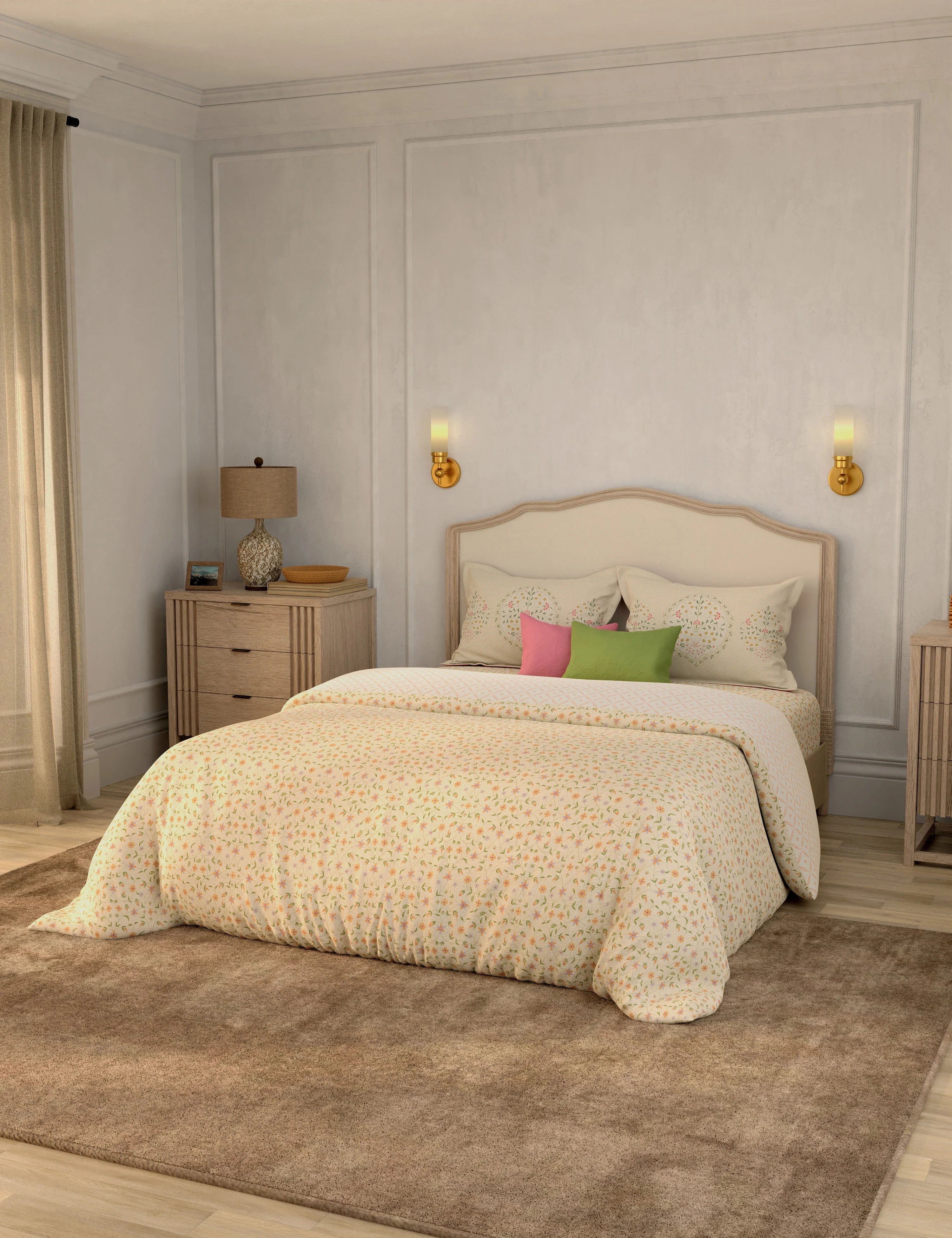 Portico New York Shalimaar 250 TC 100% Cotton Health Pro Printed Super King Bedsheet with 2Pillow Cover SS2026