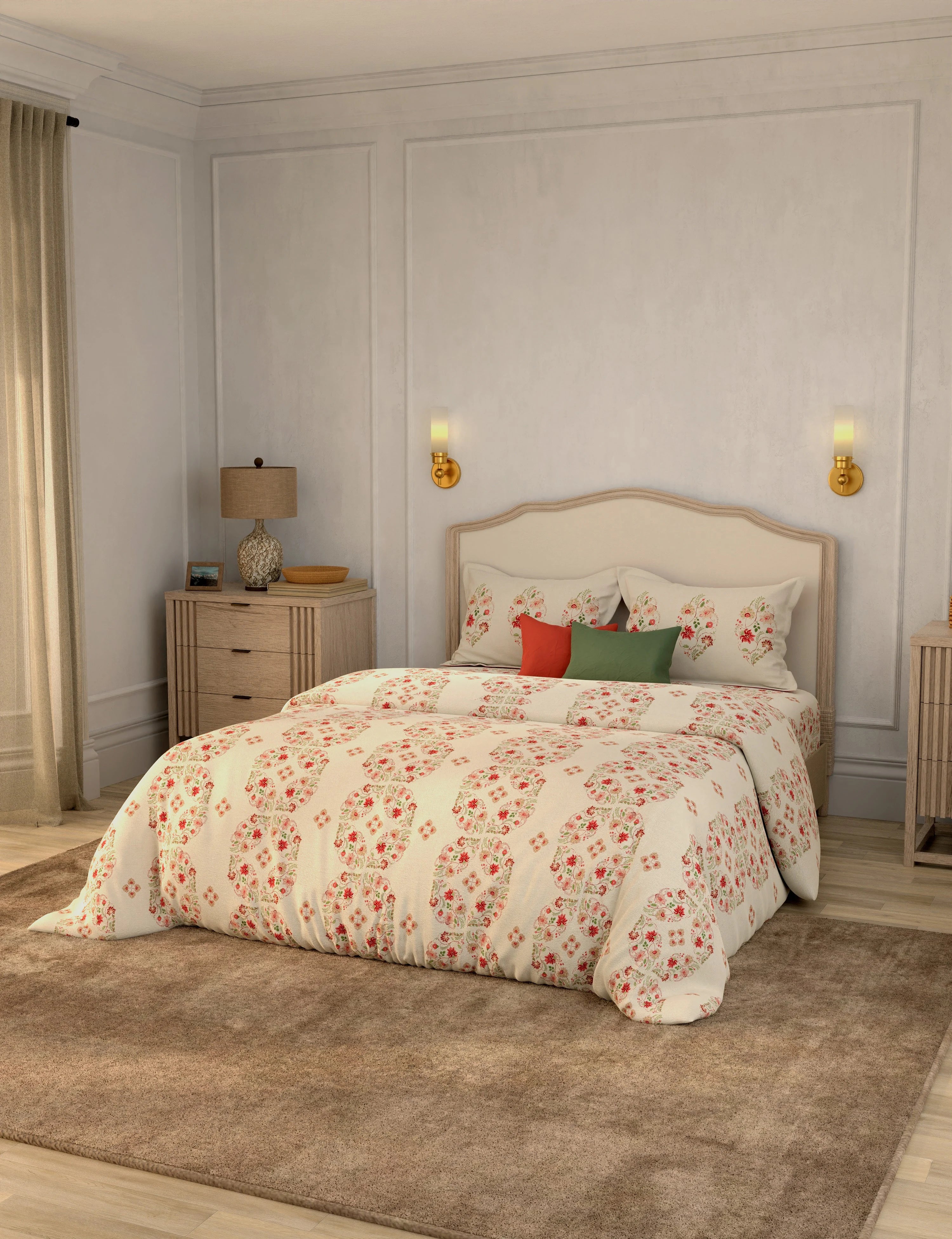 Portico New York Shalimaar 250 TC 100% Cotton Health Pro Printed Super King Bedsheet with 2Pillow Cover SS2026