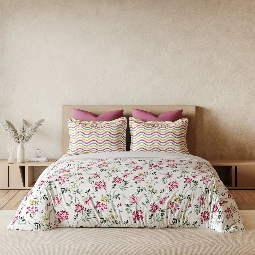 Omega Collection King Size Bedsheet with 2 Pc pillow Covers | D'Decor - grahsajja