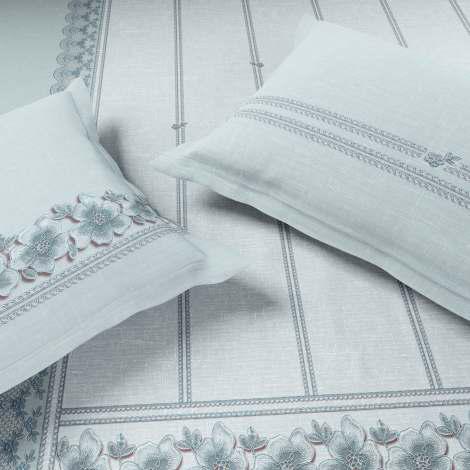 Spaces The Luxe Edit 100% Cotton 300 TC Sateen Botanic Large Bedsheet with 4 Pillow Covers, Meraki Forever Lace Saltwater Slide