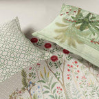 Spaces The Luxe Edit 100% Cotton 300 TC Sateen Botanic Large Bedsheet with 4 Pillow Covers, MERAKI BLOOMS OF INDIA Star White