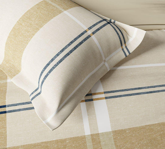 Ddecor Live Beautiful King Size Bedsheet with 4Pc Pillow Covers URBAN CHECKS | CLOUD CREAM - grahsajja