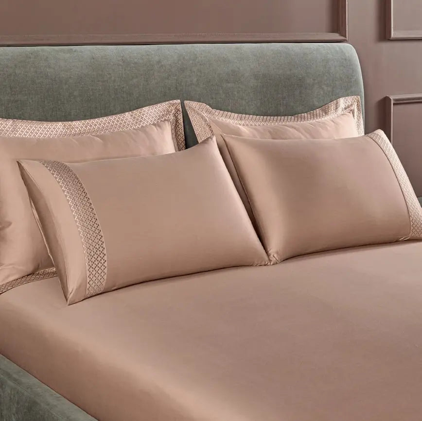 Ddecor Beautiful Living | Luxor Collection 1pc king Size Bedsheet and 4PC Pillow Cover 800TC LATTE - grahsajja