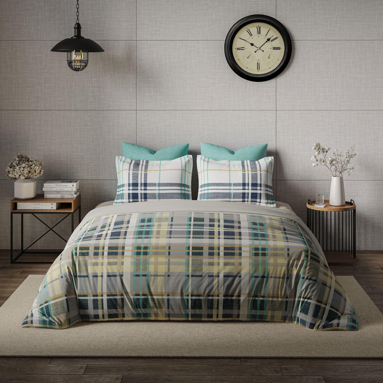 Ddecor Live Beautiful King Size Bedsheet with 4Pc Pillow Covers ETERNIA | BLUE TINT - grahsajja