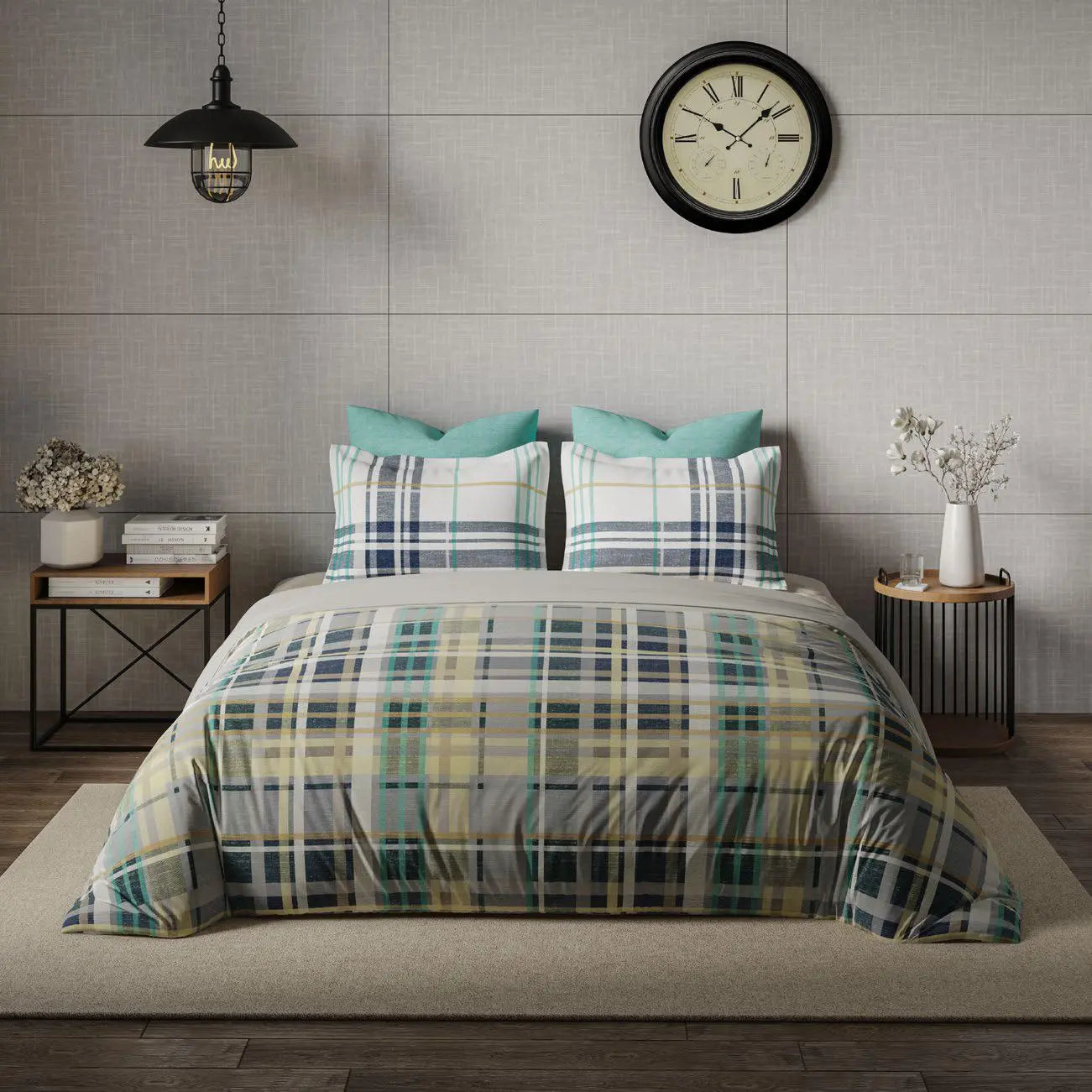 Ddecor Live Beautiful King Size Bedsheet with 4Pc Pillow Covers ETERNIA | BLUE TINT - grahsajja