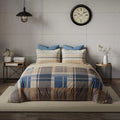 Ddecor Live Beautiful King Size Bedsheet with 4Pc Pillow Covers SLEEK CHECKS | RIVERSIDE BLUE - grahsajja