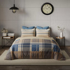 Ddecor Live Beautiful King Size Bedsheet with 4Pc Pillow Covers SLEEK CHECKS | RIVERSIDE BLUE - grahsajja