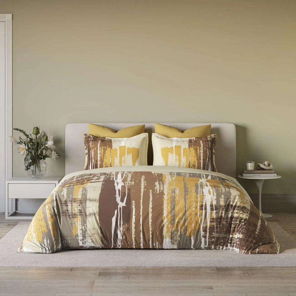 Ddecor Live Beautiful King Size Bedsheet with 4Pc Pillow Covers OPULENT | TAN - grahsajja