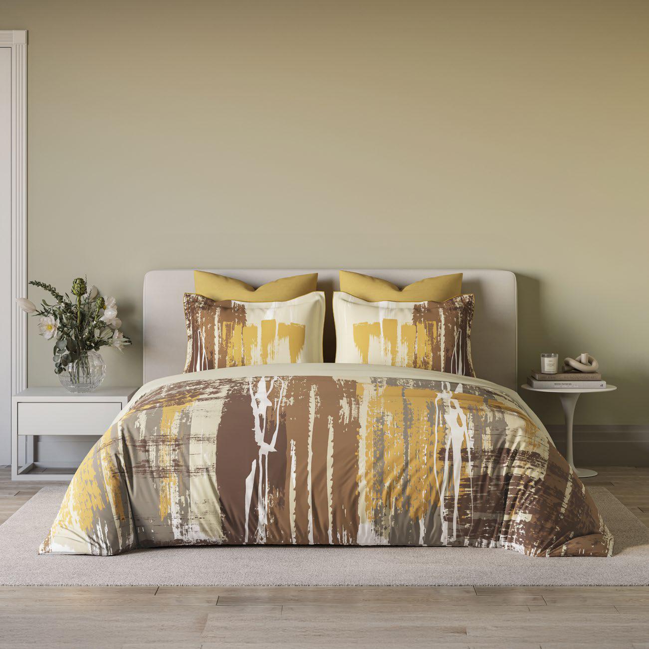 Ddecor Live Beautiful King Size Bedsheet with 4Pc Pillow Covers OPULENT | TAN - grahsajja