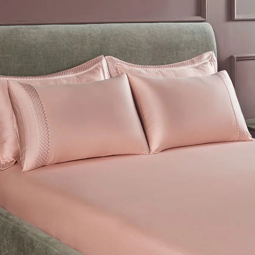 Ddecor Beautiful Living | Luxor Collection 1pc king Size Bedsheet and 4PC Pillow Cover 800TC PEACH - grahsajja