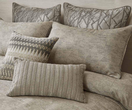 Anna Simona - Treaty 7 Pcs Cotton & Velvet Duvet Ensemble Set (Silver)