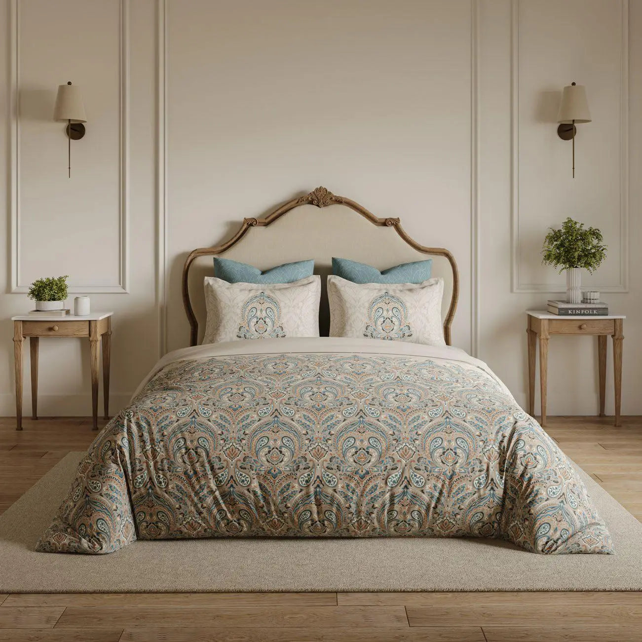 Ddecor Live Beautiful King Size Bedsheet with 4Pc Pillow Covers PAISLEY | SILVER BIRCH - grahsajja