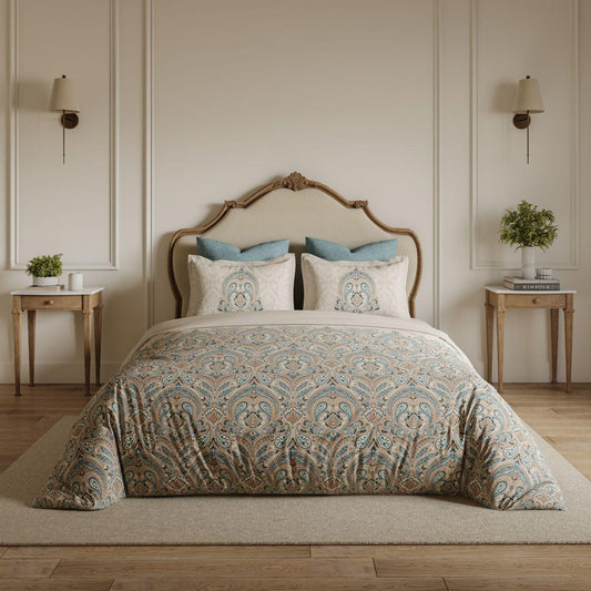 Ddecor Live Beautiful King Size Bedsheet with 4Pc Pillow Covers PAISLEY | SILVER BIRCH - grahsajja