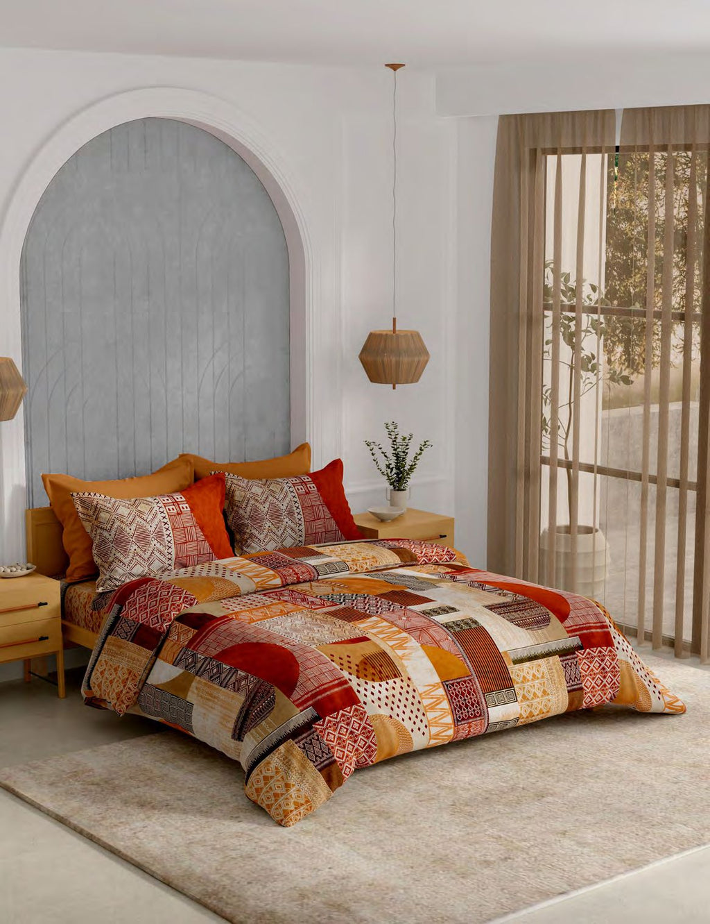 Portico New York Moroccan Sun 250TC 100% Cotton Health Pro Printed Super King Bedsheet with 2 Pillow Covers | AW2026