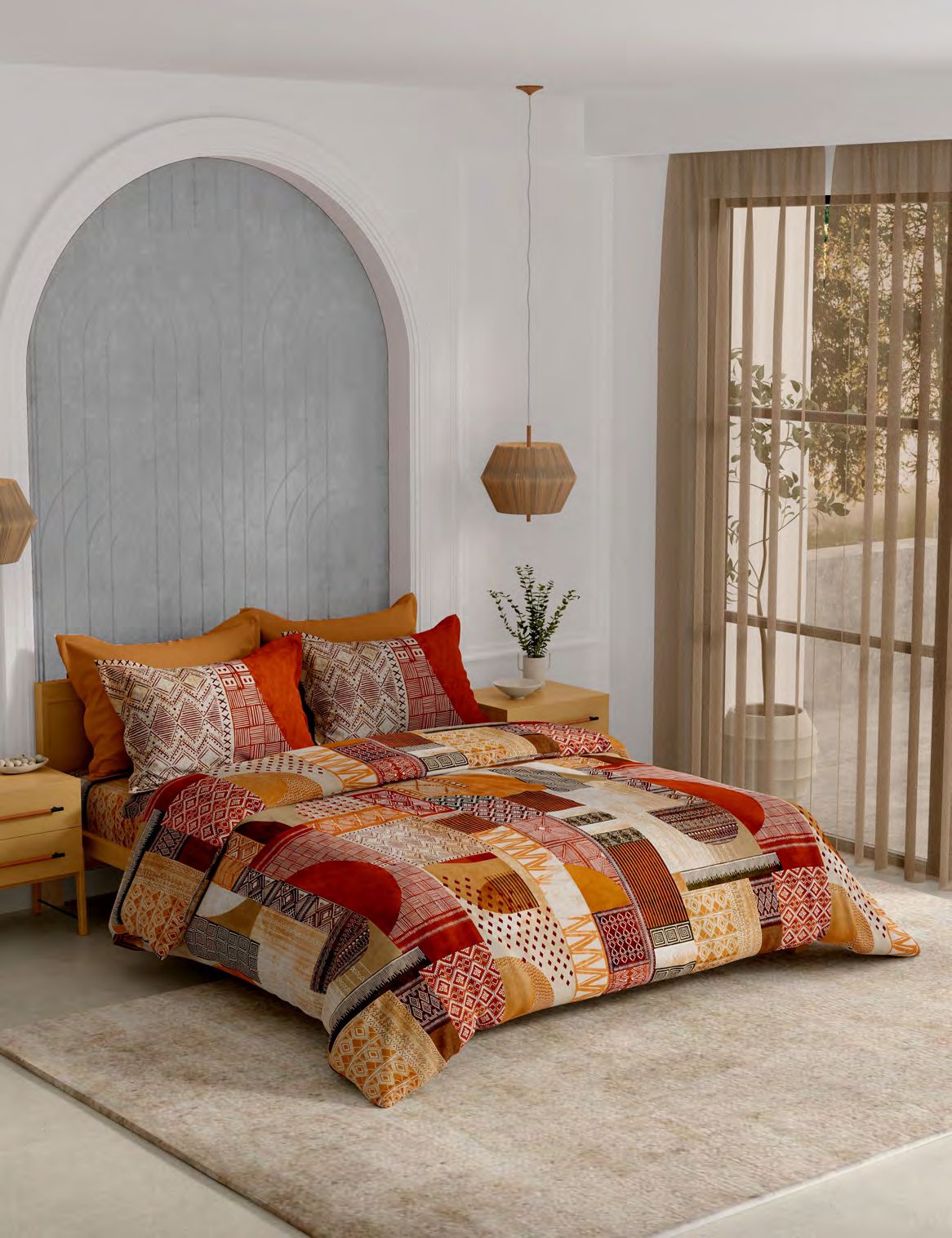 Portico New York Moroccan Sun 250TC 100% Cotton Health Pro Printed Super King Bedsheet with 2 Pillow Covers | AW2026