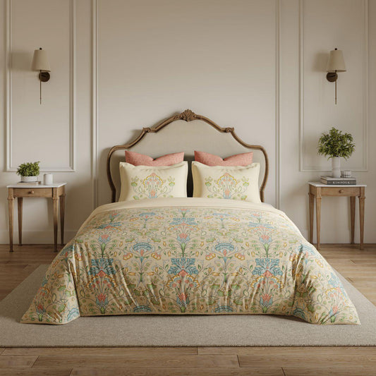 Ddecor Live Beautiful King Size Bedsheet with 4Pc Pillow Covers ETHNIC GLORY | CLOUD CREAM - grahsajja