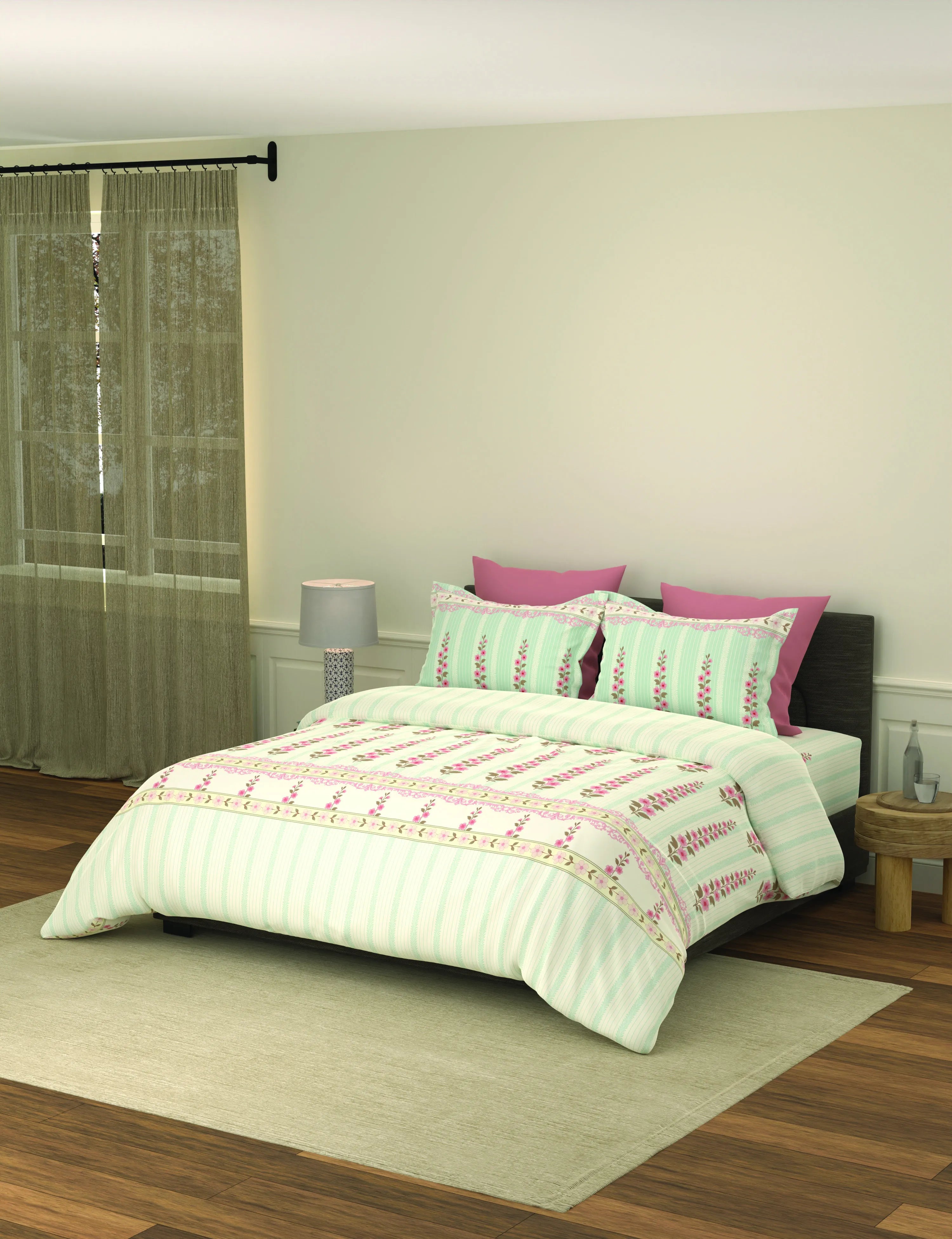 Portico New York Royale  100% Cotton Health Pro Printed Super King Bedsheet with 2Pillow Cover SS2026 9100249
