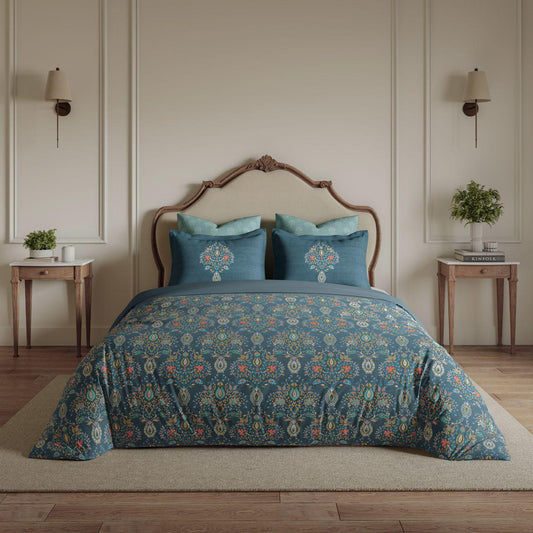 Ddecor Live Beautiful King Size Bedsheet with 4Pc Pillow Covers BRIDAL BLUSH | BLUE WING - grahsajja