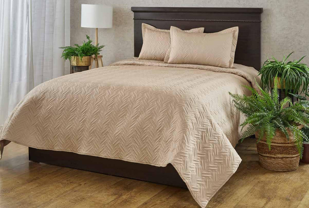 Anna Simona Nuance Bedspread 400 TC Cotton Satin Craft Brown