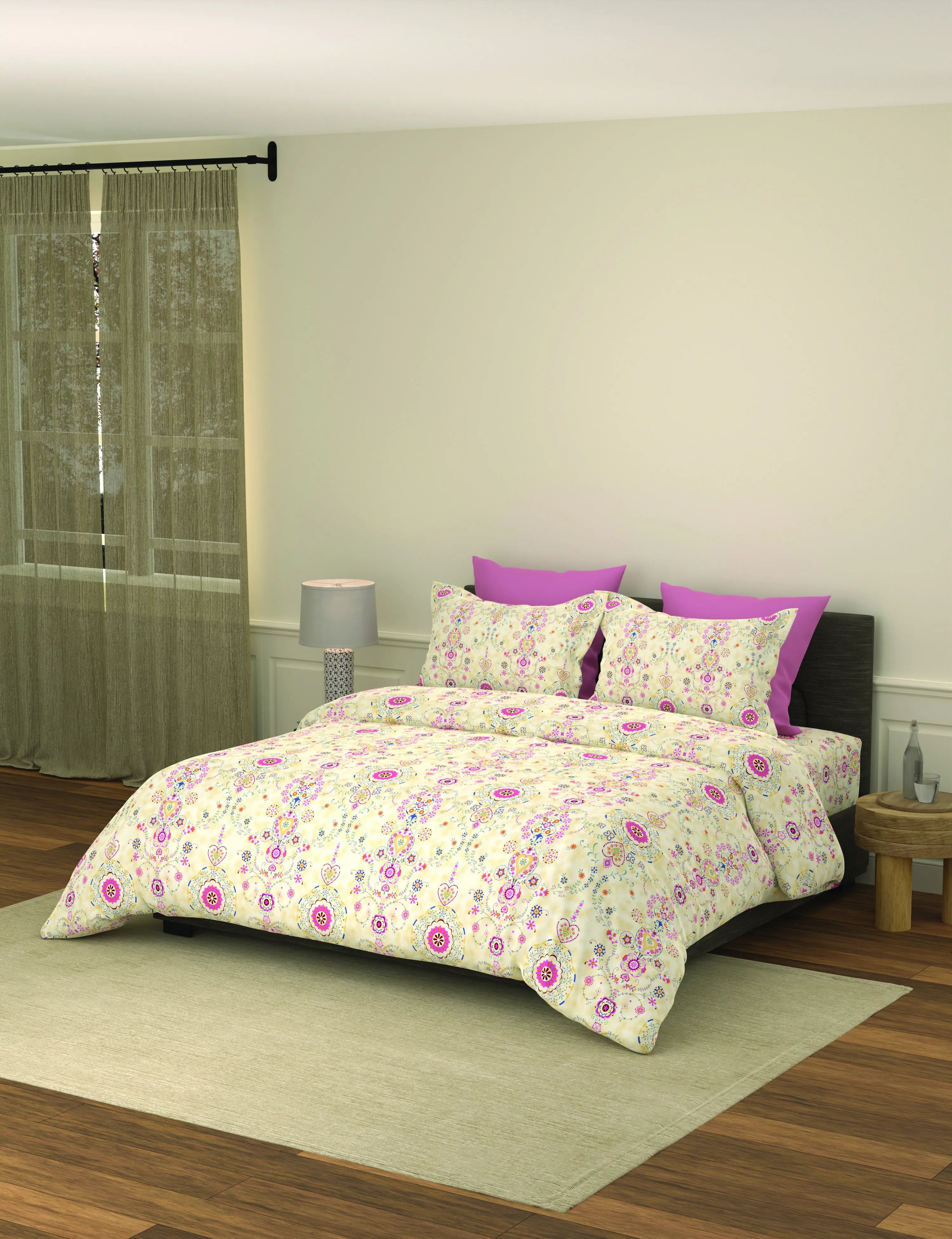 Portico New York Royale  100% Cotton Health Pro Printed Super King Bedsheet with 2Pillow Cover SS2026 9100246