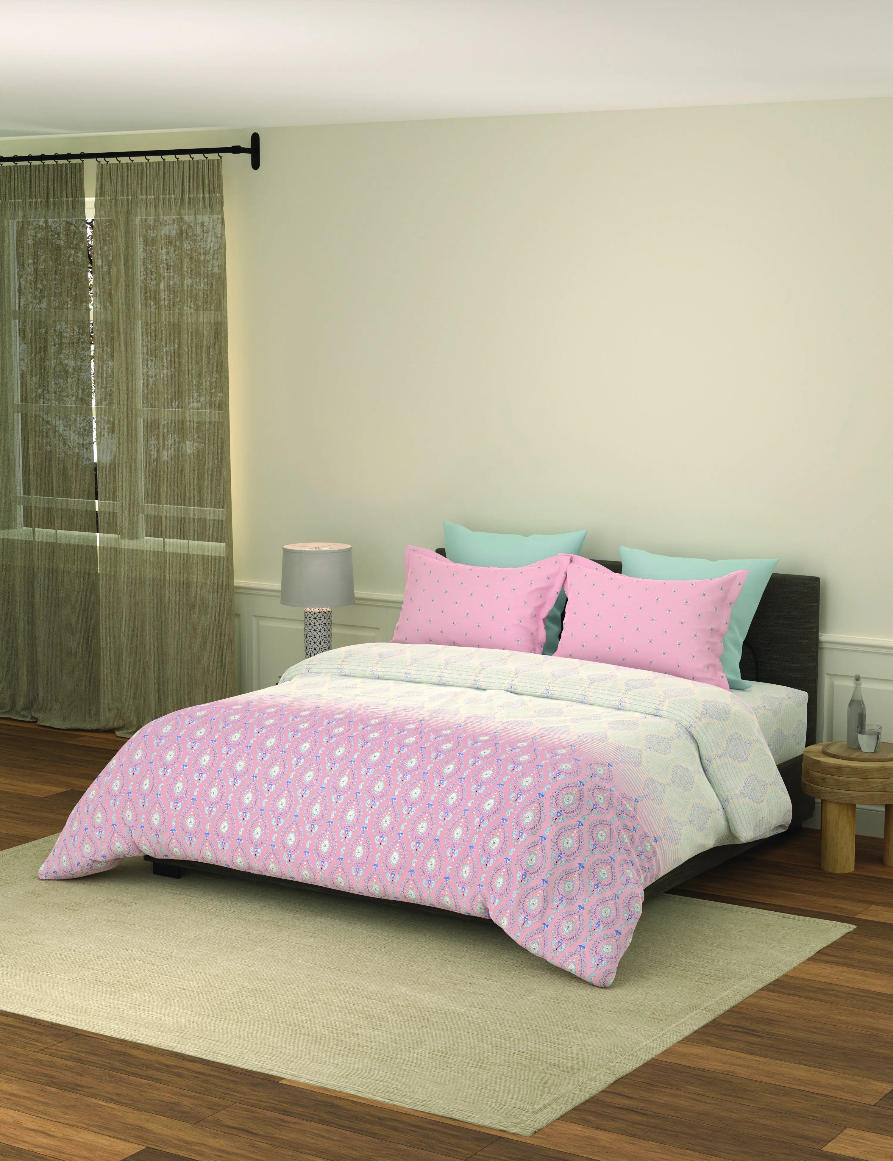 Portico New York Royale  100% Cotton Health Pro Printed Super King Bedsheet with 2Pillow Cover SS2026 9100245