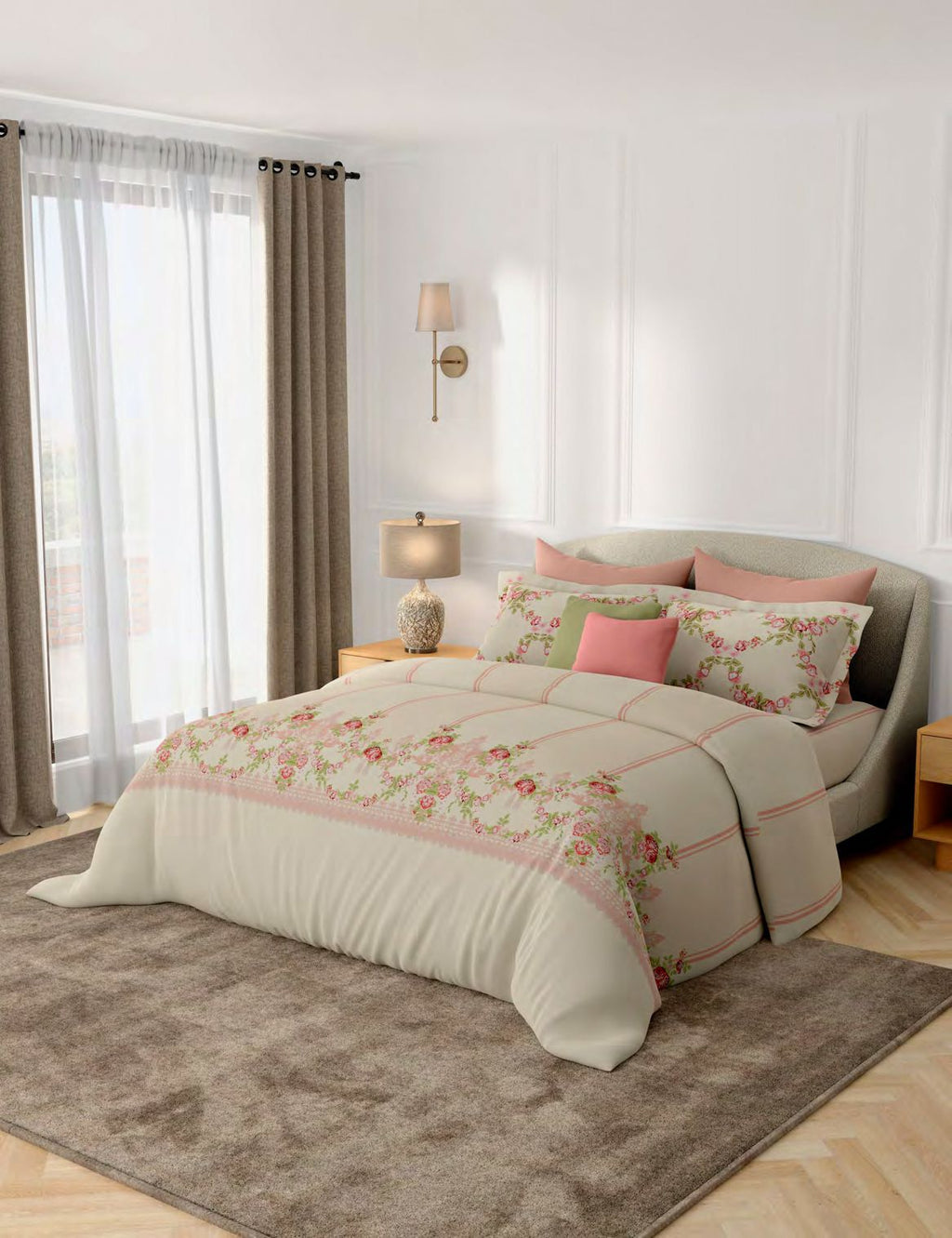 Portico New York Shalimaar 250TC 100% Cotton Health Pro Printed Super King Bedsheet with 2 Pillow Covers | SS2026