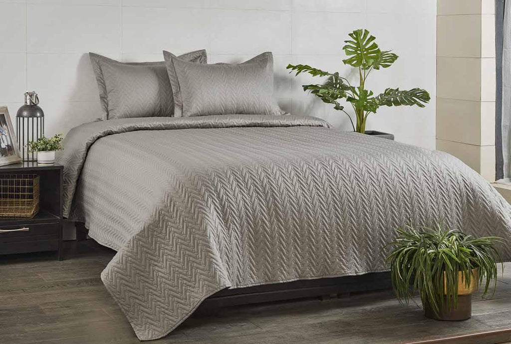 Anna Simona Holand Bedspread 400 TC Cotton Satin Grand Grey