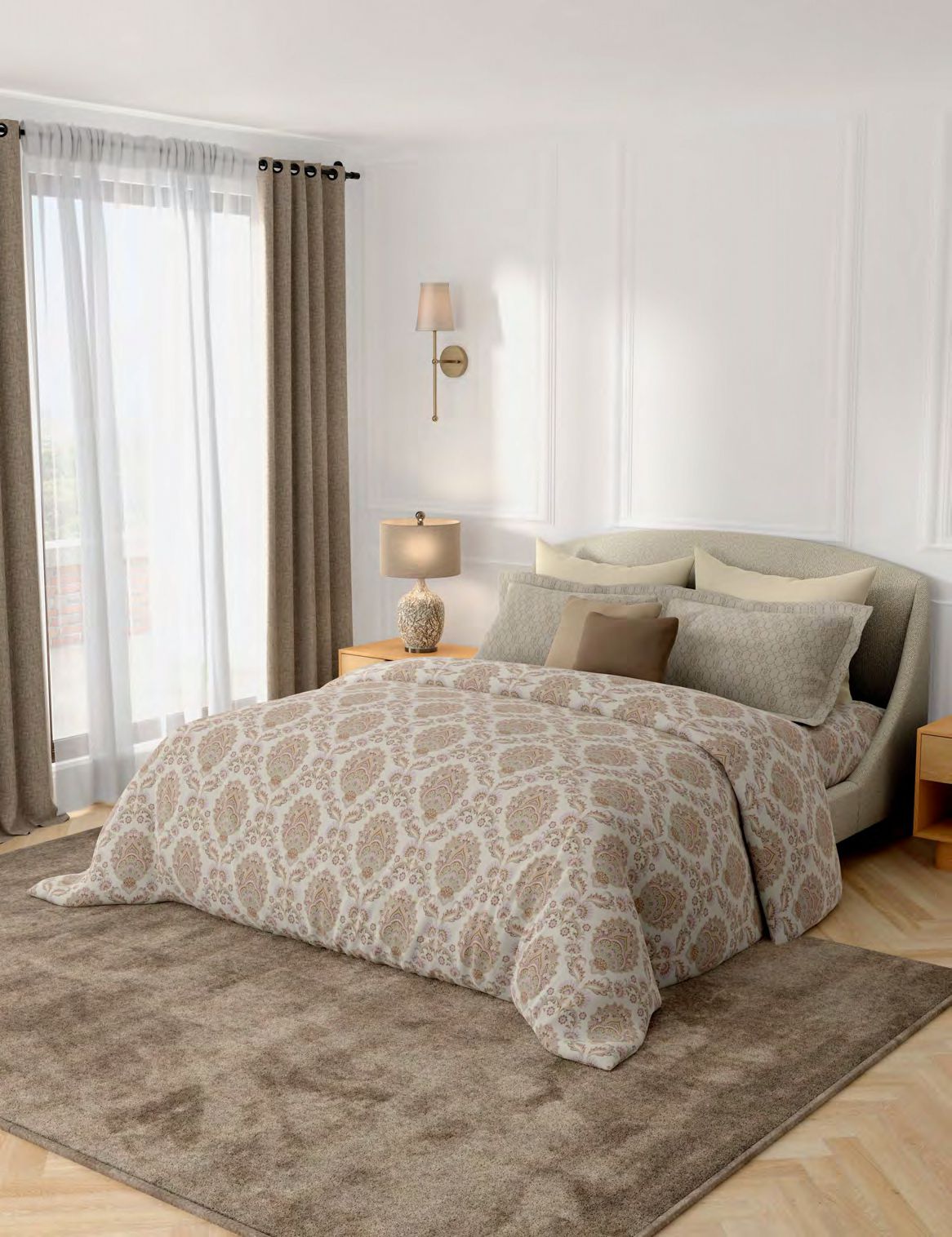 Portico New York Shalimaar 250TC 100% Cotton Health Pro Printed Super King Bedsheet with 2 Pillow Covers | SS2026