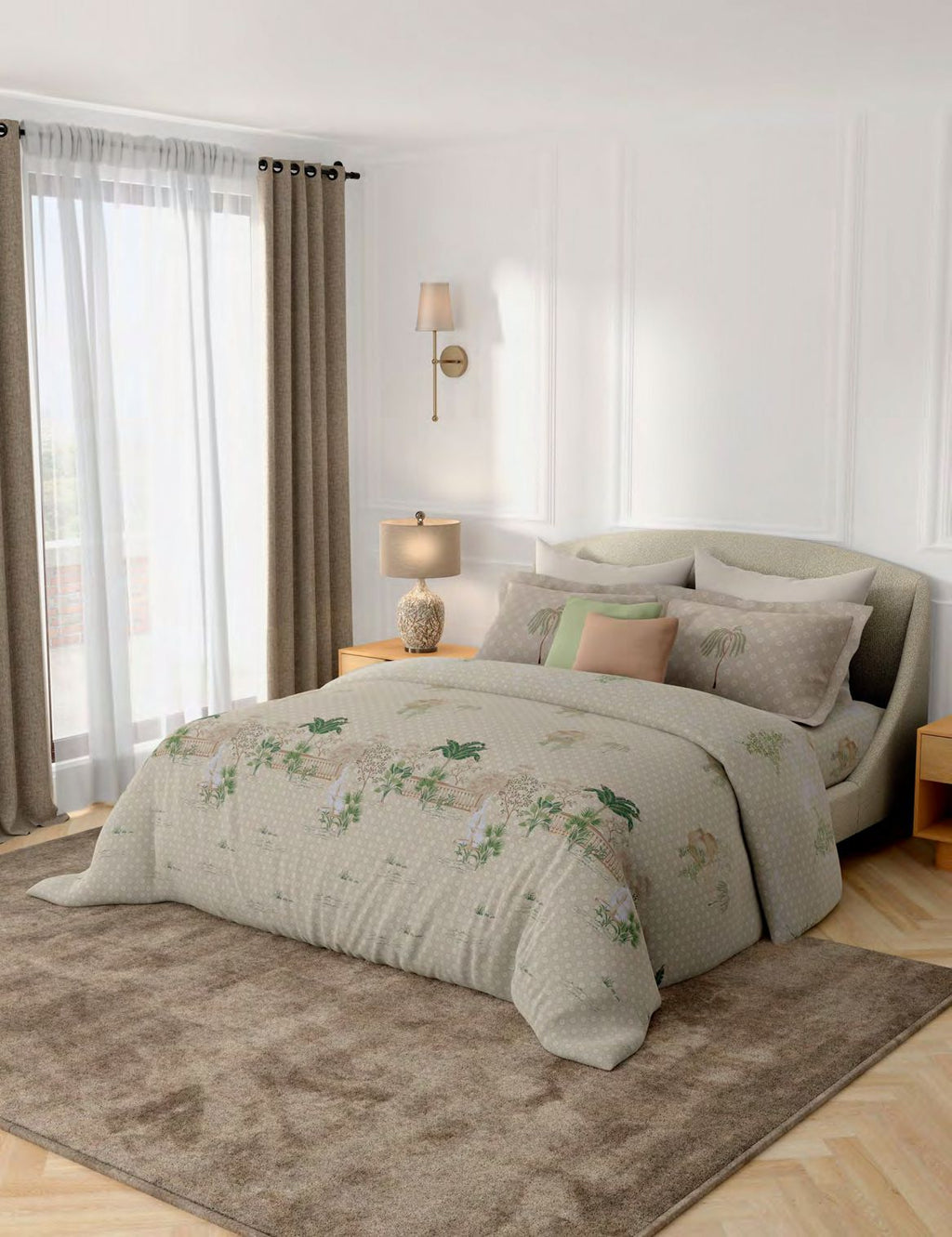 Portico New York Shalimaar 250TC 100% Cotton Health Pro Printed Super King Bedsheet with 2 Pillow Covers | SS2026