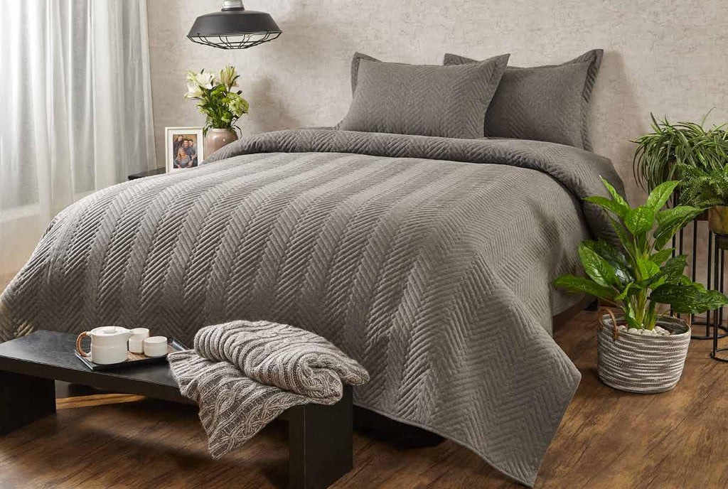 Anna Simona Citrus Bedspread Polyester Cotton Charcoal