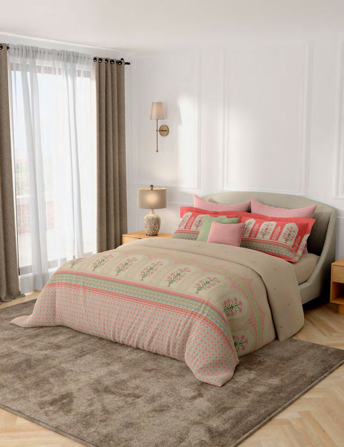 Portico New York Shalimaar 250TC 100% Cotton Health Pro Printed Super King Bedsheet with 2 Pillow Covers | SS2026