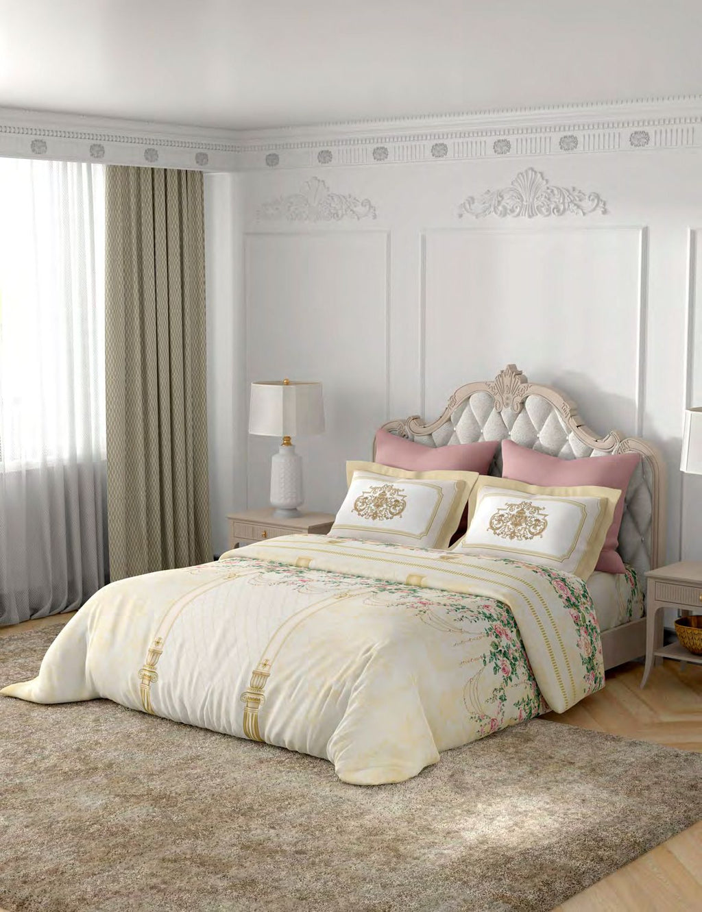 Portico New York Florid Collection 250TC 100% Cotton Health Pro Printed Super King Bedsheet with 2 Pillow Covers | AW2026