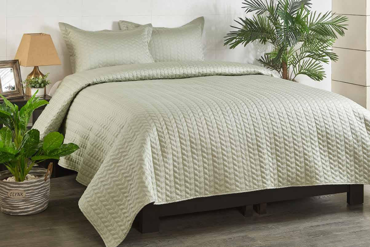Anna Simona Opus Bedspread 400 TC Cotton Satin Sage Green