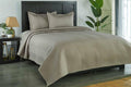 Anna Simona Chevron Bedspread 400 TC Cotton Satin Sand