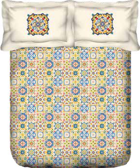 Portico Ceramica Printed Super King Size Double Bedsheet with 2pc Pillow Cover - grahsajja