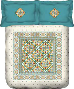 Portico Ceramica Printed Super King Size Double Bedsheet with 2pc Pillow Cover - grahsajja