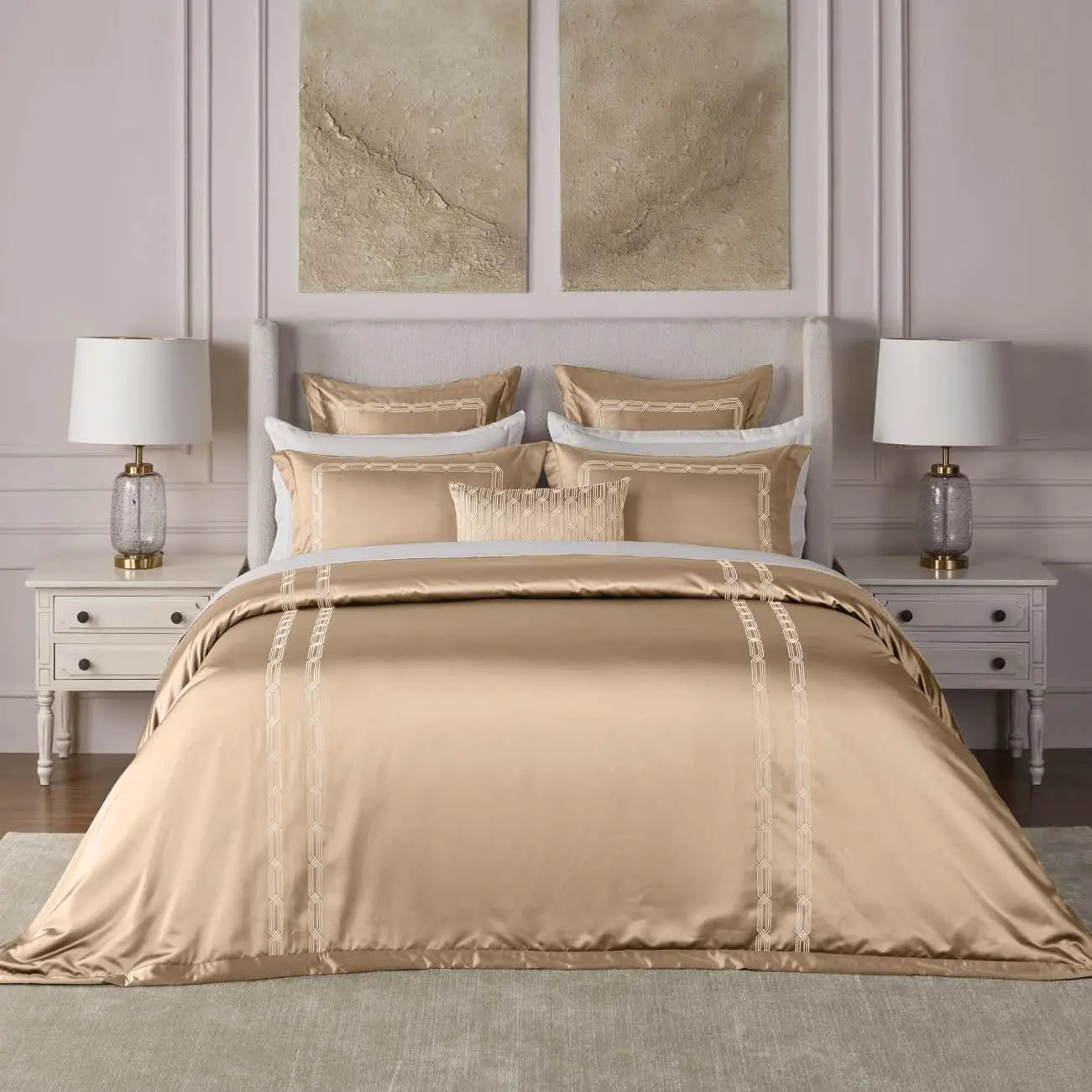 Ddecor Live Beautiful Luxor Collection Bedding Gift 7 pcsSet Estella Beige D'Decor