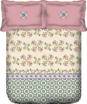 Portico Ceramica Printed Super King Size Double Bedsheet with 2pc Pillow Cover - grahsajja