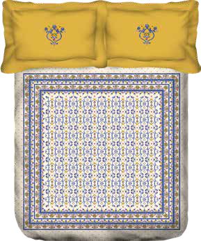 Portico Ceramica Printed Super King Size Double Bedsheet with 2pc Pillow Cover - grahsajja