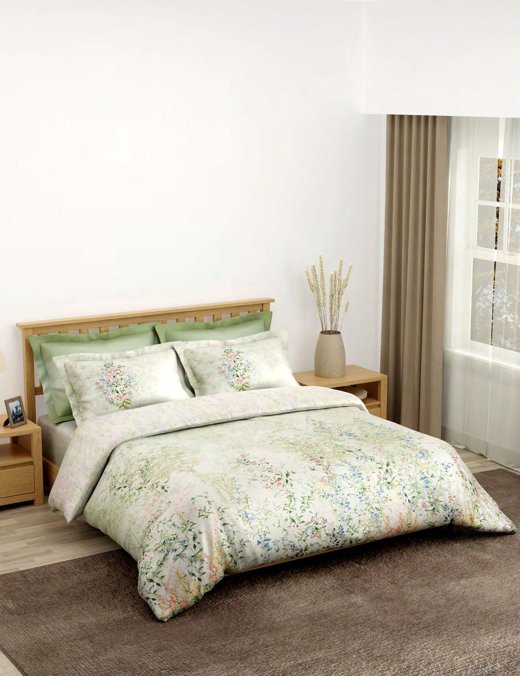 Portico New York BOSCAGE Collection 100% Cotton Health Pro Printed Super King Bedsheet with 2 Pillow Covers | AW2026