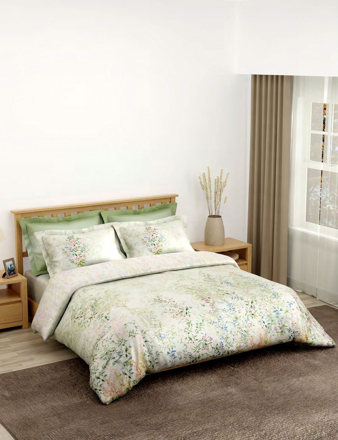 Portico New York BOSCAGE Collection 100% Cotton Health Pro Printed Super King Bedsheet with 2 Pillow Covers | AW2026