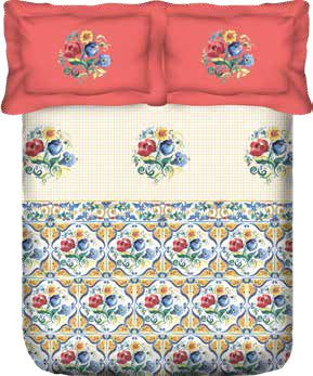 Portico Ceramica Printed Super King Size Double Bedsheet with 2pc Pillow Cover - grahsajja