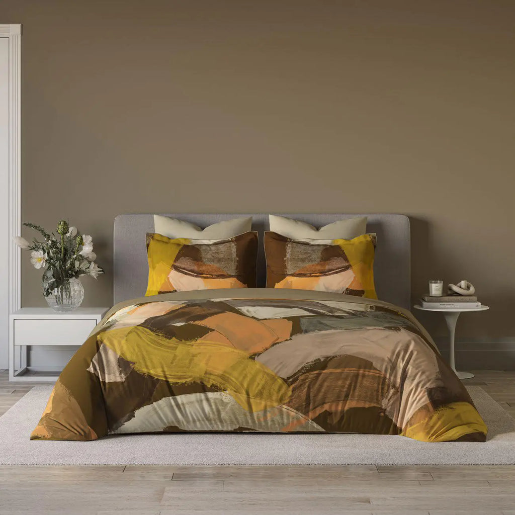 Ddecor Live Beautiful King Size Bedsheet with 4Pc Pillow Covers MODERNIST | GOLDEN BROWN - grahsajja